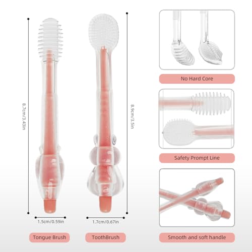 HASTHIP® y Oral Cleaning Brush 2Pcs Baby Toothbrush Tongue Brus