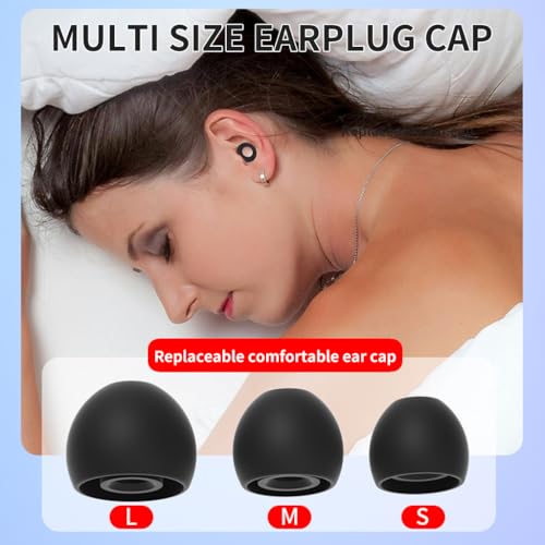 HASTHIP® Reusable Silicone Noise Cancelling Ear Plugs for Sleeping, Soft Sleep Earplugs with Extra Tips & Storage Case, Black