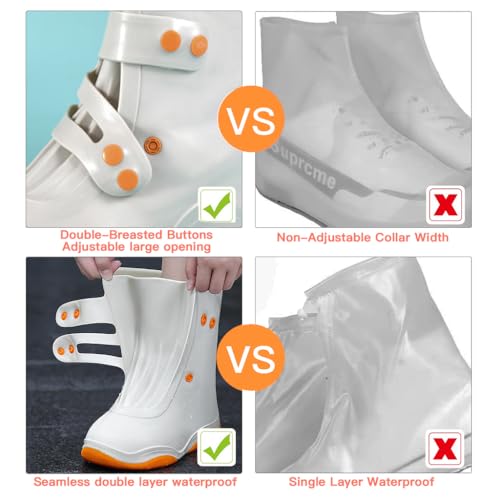 HASTHIP® Silicone Shoe Rain Cover for Men Women Waterproof Shoe Cover, Outdoor High Top Shoe Cover, Anti-slip Puncture Proof Sole Design Outdoor Shoe Rain Cover with Button Closure, US Size 7.5-9