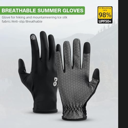HASTHIP® Lightweight Breathable Sports Gloves, Full Palm Outdoor Sports Gloves, Touch Screen Non-Slip Gloves for Golf Driving Cycling Hiking Running Gloves, Men Women Unisex, UV Protection, L
