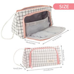 HASTHIP® Pink Schoolgirls Plaid Canvas Pencil Case - Large Capacity Pencil Bag with Multiple Interior Compartments & Handle, Fashionable Stationery Organizer for Students, Travel & Cosmetics
