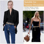 HASTHIP® Gold Waist Chain Belt for Women,Moon Star Metal Waist Chain for Dresses Saree Jeans,Adjustable Body Fashion Belt Party Suit Blazer or Evening Gown