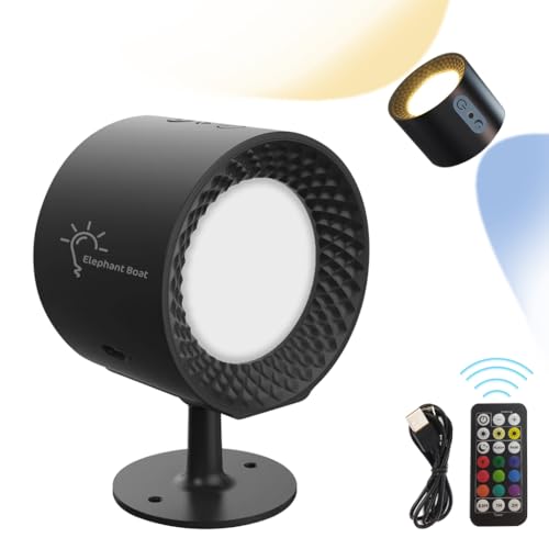 HASTHIP® Dual Head RGB LED Wall Lights for Home, 360° Rotatable Magnetic Rechargeable Lamp with Remote, 5 Brightness Levels, Metal Modern Light for Bedroom, Study, Closet