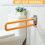 HASTHIP® Folding Grab Bar for Bathroom, 24 Inch Anti-Slip U-Shaped Toilet Handrail, Space Aluminum Wall-Mounted Safety Support Handle