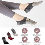 HASTHIP® 3 Pairs Yoga Socks for Women, Breathable Cotton 5-Toe Socks for Women, Anti Skid Women Socks, Elastic Strap Design for Pilates, Dance, Barre, Home Workout & Barefoot Fitness