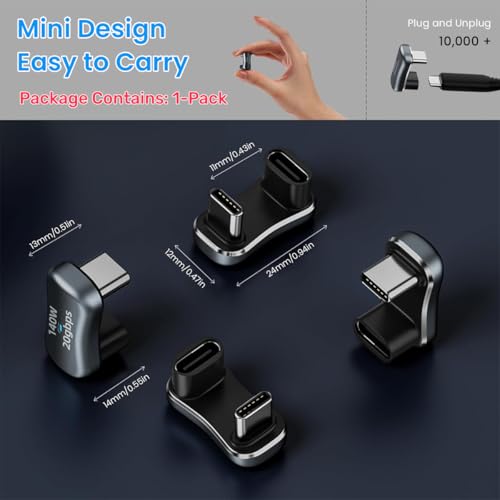 HASTHIP® USB C Adapter,Type C Male to Female 140W Fast Charging,4K@60Hz Video & Data Sync Thunderbolt 3/4 USB Connector Compatible with MacBook Pro/Air Steam Deck iPhone iPad Laptop Tablet