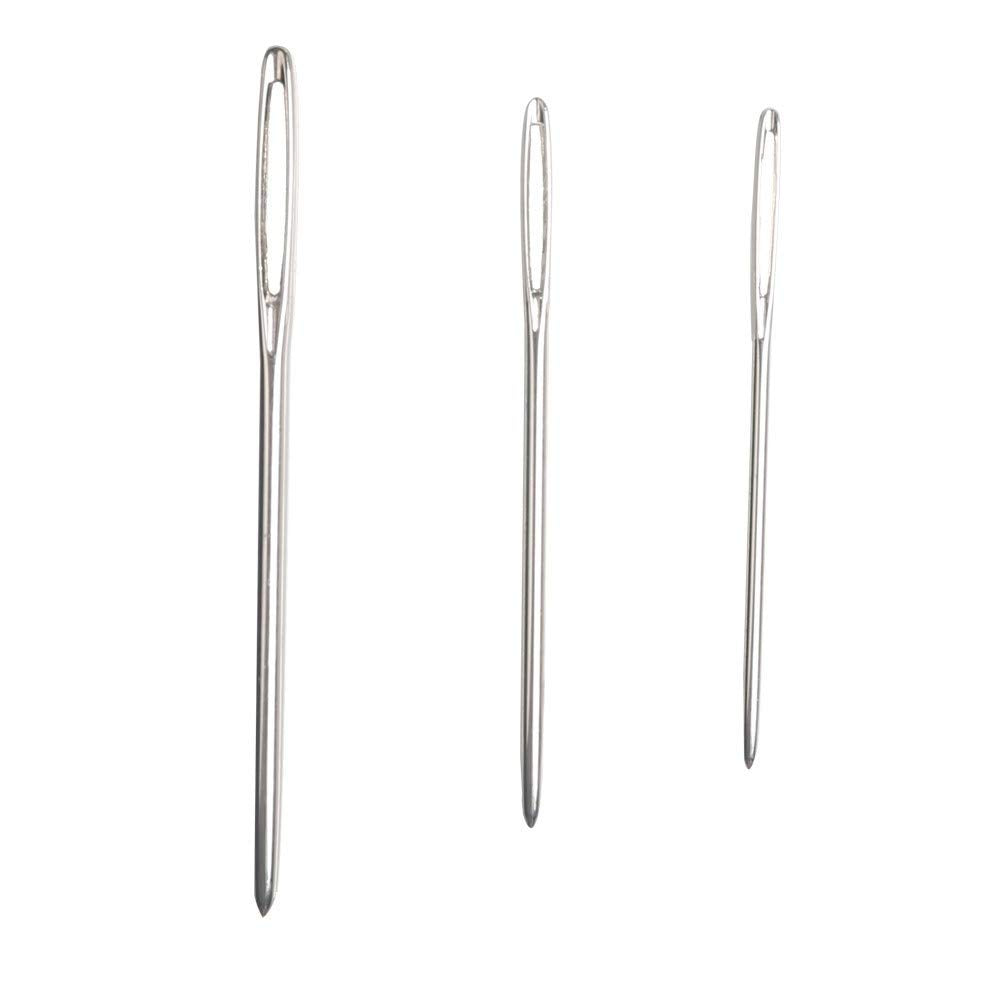 HASTHIP Crochet Needles Set for DIY Crochets featuring Large Eye Design and 9 Pcs Stainless Steel | with Transparent Storage Bottle