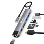 HASTHIP® USB C Hub with Ethernet RJ45 7 in 1 USB Type C Hub with 4K HDMI Converter, PD 87W Charging Por