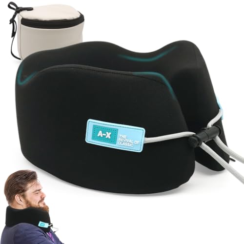 HASTHIP® Memory Foam Travel Neck Pillow, Soft U-Shape Cushion for Head Support, Packable Sleeping Pillow with Storage Pouch for Airplane, Car, Office, Flight, and Travel