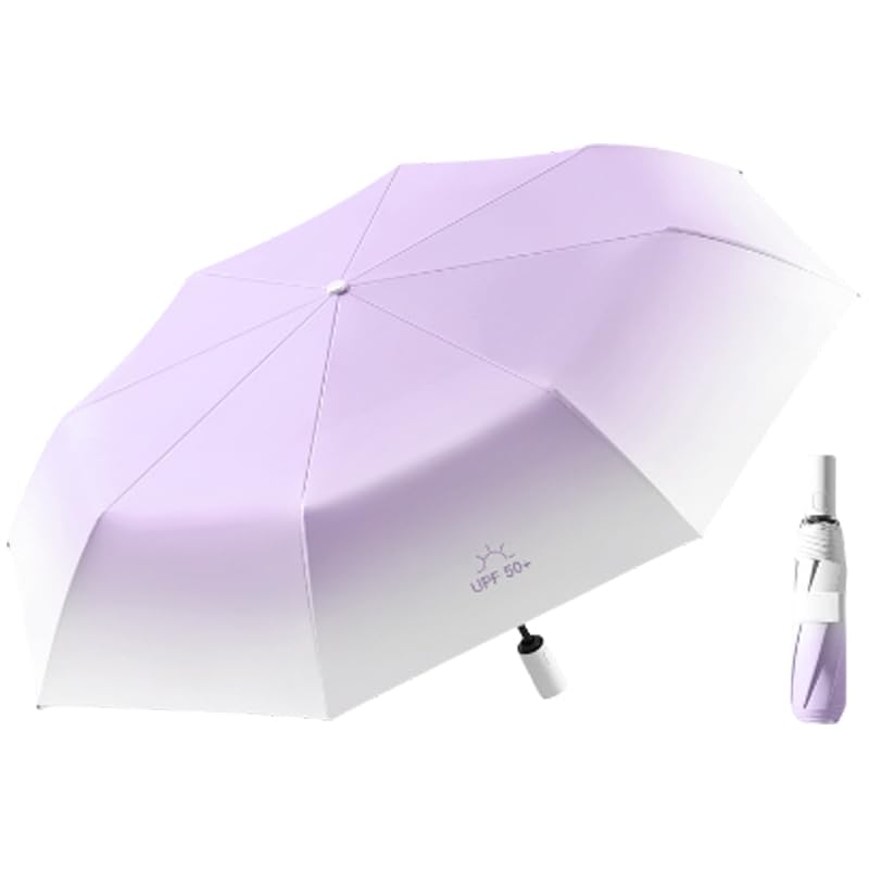HASTHIP® Travel Umbrella UV UPF 50+ Sun Protection Umbrella with Case Compact, Lightweight, , Windproof Portable Parasol for Women, Men & Kids Purple