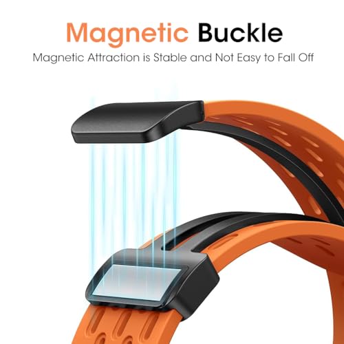 HASTHIP® Sport Silicone Watch Band Compatible with Apple Watch 42mm 44mm 45mm 49mm, Breathable Magnetic Clasp Replacement Strap for iWatch Ultra/SE/Series 9/8/7/6/5/4/3/2/1, 2 Pack Black &