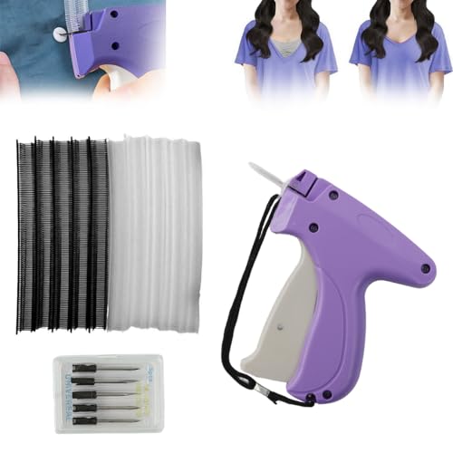 HASTHIP® Stitching Gun For Clothes Fixer Tool- Handheld Quick Stitch Sewing Gun Clothing Price Label - Tag Gun - Includes 6 Needle, 1500 Micro Fasteners (Pink)