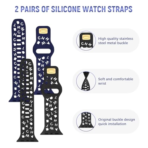 HASTHIP® 2 PCS Watch Band Compatible with Apple Watch Ultra 2/Ultra Band 42/44/45/49/46mm, Soft Silicone Replacement Bands for iWatch Series9 8 7 6 5 4 3 2 1 SE (Watch Not Included)