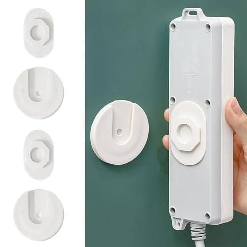 HASTHIP® 2-Pack Self Adhesive Remote Holder, Power Strip Wall Mount Organizer, No-Drill Plug Fixer for Desk, Wall, WiFi Router, Remote, Tissue Box