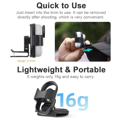 HASTHIP® Clip de Gorra de Béisbol Compatible con Insta360 Go 3s/Go 3, Soporte Ajustable Vertical y Horizontal para Sombrero, Mochila y Accesorios Deportivos