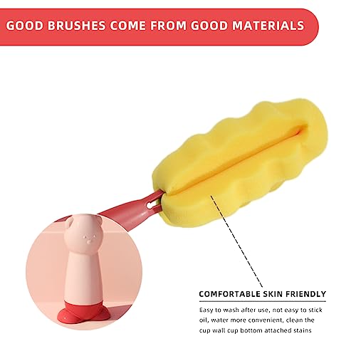 HASTHIP® 4Pcs Bottle Cleaning Brush with 2 Silicone Baby Bottle Cleaning Brushes 1 Straw Cleaning Brush 1 Sponge Water Bottle Cleaner Feeding Bottles Cleaning Brush Bottle Cup Plates Mug Glassware