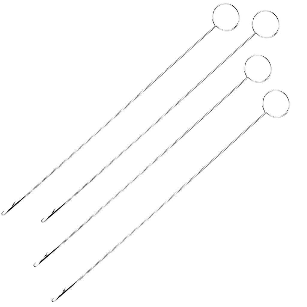 HASTHIP® 4 PCS Sewing Loop Turner Hook, 10.4 Inch Loop Turner Needle Hook with Latch Tongue Crochet ToolSewing Loop Turner Hook for Handmade Sewing Tools Silicone Beads Durable Metal