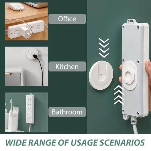 HASTHIP® 2-Pack Self Adhesive Remote Holder, Power Strip Wall Mount Organizer, No-Drill Plug Fixer for Desk, Wall, WiFi Router, Remote, Tissue Box