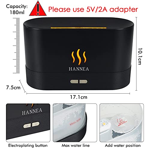 HASTHIP® 180ML Ultrasonic Essential Oil Air Humidifier for Bedroom, Cool Mist Flame Night Light, Portable Car and Desktop Humidifier