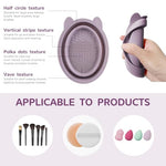 HASTHIP® YourBrand Makeup Brush Cleaner Mat & Foldable Silicone Cleaning Bowl, Hanging Drying Net for Brushes, Sponges & Cosmetic Tools, Portable Washing Scrubber, Travel Makeup Brush Cleaning Set