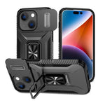 HASTHIP® Phone Case for iPhone 15 Max Multifunctional Phone Cover with Folding Phone Ring Grip & Sliding Camera Cover, PC Anti-scratch Phone Case for iPhone 15 Max6.7 inch