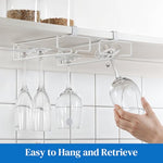 HASTHIP® 2 Pack Wine Glass Rack Cup Upside Down Hanging Holder Organizer Hangers for Overhead Cabinet Wall Mounted Stemware Holder for Bar 2 PCS