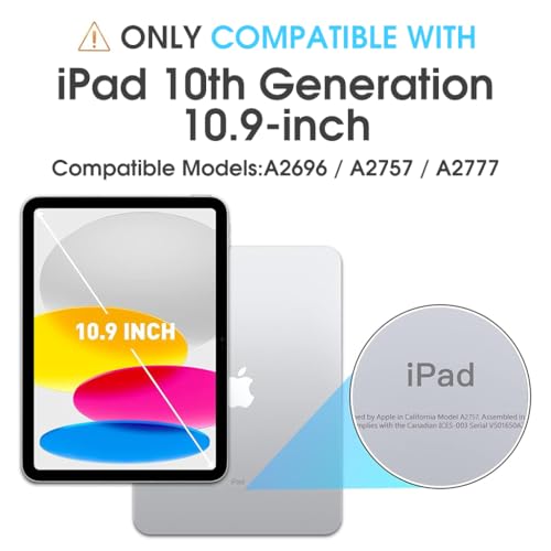 HASTHIP® Cover Case for iPad 10th Gen Rugged Silicone Case Cover with Back Bracket & Hand Strap 360 Degree Rotatable Kickstand Bracket Design Protective Case for iPad 10th Gen