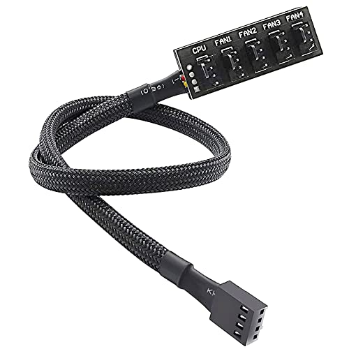 HASTHIP® Pwm Fan Hub,Splitter Adapter Sleeved,15.7 Inch Pc Cpu Cooling 4Pin/3Pin Fan Power Extension