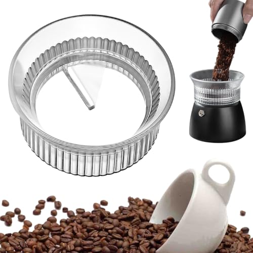 HASTHIP® Moka Pot Powder Ring Distributor, 3 Inch Coffee Leveler Tool, Clear Crown Ground Leveling Accessory for 4-6 Cup Moka Pot, Espresso Dosing Funnel Coffee Accessories