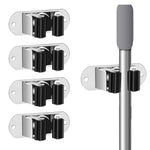 HASTHIP® 4Pcs Broom Holder Wall Mounted, Mop Holder for Wall, Wiper Holder for Bathroom, Stainless Steel Nail-free Wall Broom Holder Rack for Mop, Broom Long Handle Cleaning Tool