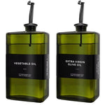 HASTHIP® 2 Pack 500ml Dispensador de Aceite de Oliva Vidrio Oscuro para Cocina con Boquilla Precisa,Embudo Silicona,Etiquetas Impermeables Botellas Antigoteo Recargables para Aceite y Vinagre