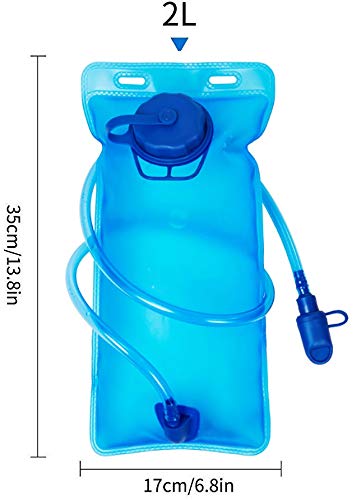 HASTHIP® Bolsa de Hidratación 2L Sin BPA,Vejiga de Agua Antibacteriana a Prueba Fugas con Boquilla ON/Off,Depósito Agua con Gran Apertura para Senderismo Ciclismo y Running (Azul 1