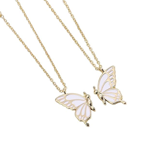 HASTHIP® Collar de Mariposa para Mujeres y Niñas,Collares BFF de Aleación,Colgante Amistad y Amor Estilo Moderno Elegante Regalo Cumpleaños para Amigas Hermanas Novias (Dorado