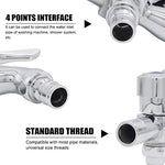 HASTHIP® 2 in 1 Brass Dual Tap for Washing Machine, Two Way Tap for Washing Machine, Washing Machine Taps with Wall Flange, Hrome-Plated Copper, for Bathroom/Kitchen (Silver) 2 PCS