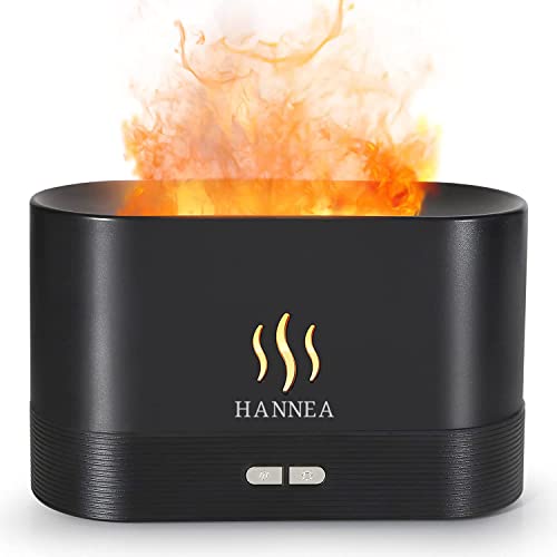 HASTHIP® 180ML Ultrasonic Essential Oil Air Humidifier for Bedroom, Cool Mist Flame Night Light, Portable Car and Desktop Humidifier