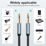 HASTHIP® 6.35mm to 6.35mm Stereo Audio Cable 1/4 Inch Male to Male TRS Cord 6.6FT Gold-Plated Connector Nylon Braided for Electric Guitar Bass Keyboard Mixer Amp