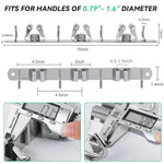 HASTHIP® Broom Holder Wall Mounted, Stainless Steel Mop and Broom Organizer with 3 Racks & 4 Hooks, Heavy Duty Wall Storage for Kitchen Bathroom Garage Garden Laundry Room