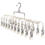 HASTHIP® Stainless Steel Drying Hanger Rack with 20 Silicone Clips, 360° Rotatable Rustproof Laundry Hanging Rack for Socks, Underwear, Towels and Baby Clothes, Space Saving Foldable Clothesline