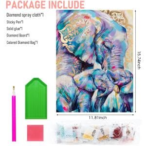 HASTHIP Elephant Diamond Painting Kit for Home Wall Decor with 30 x 40cm Full Drill | DIY Gem Art for Adults and Kids