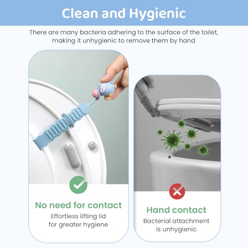HASTHIP® 2 Pack Cartoon Toilet Seat Lifter Handle,Hygienic No-Touch Suction Cup Clip,Universal Toilet Cover Lifter for Bathroom Cute Seat Handle Lift Tool