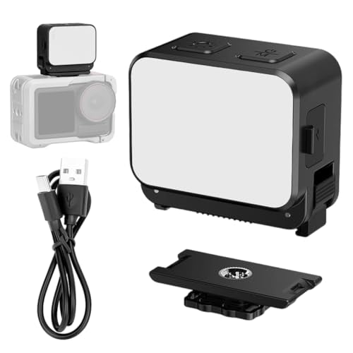 HASTHIP® Luz de Relleno LED 3 Colores para DJI Osmo Action 3/4/5, Luz Magnética de Liberación Rápida con Zapata Fría, Recargable USB, Impermeable y Portátil