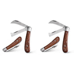 HASTHIP Grafting Knife for Plants with Dual Blade Folding Design and Wooden Handle 2 PCS