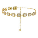 HASTHIP® Women's Metal Concho Belt,Vintage Crystal Waist Chain Belt for Dresses,Jeans Saree & Skirts Adjustable Boho Hip Gold Fashion Accessory