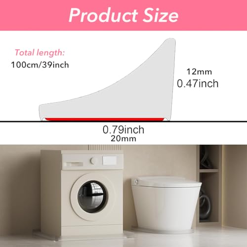 HASTHIP® 39 Inches Shower Threshold Water Dam Flexible Shower Water Guard Blocker Self-Adhesive Silicone Shower Water Dam Shower Splash Guard for Kitchen Countertop Sink, Cooktop, Bathroom Tub 3 PCS