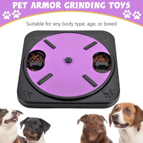 HASTHIP® Dog Slow Feeder Bowl, 3-in-1 Pet Feeding Toy with Rotating Nail Grinder Disc & Cat Scratch Pad, Portion Control Feeder for Healthy Digestion and Preventing Choking