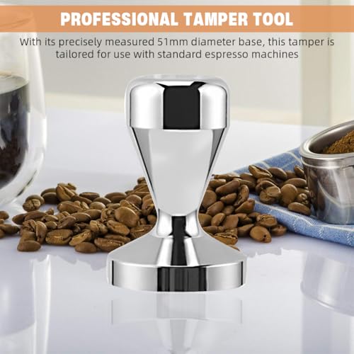HASTHIP® 51mm Espresso Tamper, Heavy Duty Stainless Steel Coffee Tamper with Elegant Plating, Professional Barista Tool for Espresso Machine, Coffee Press Accessories