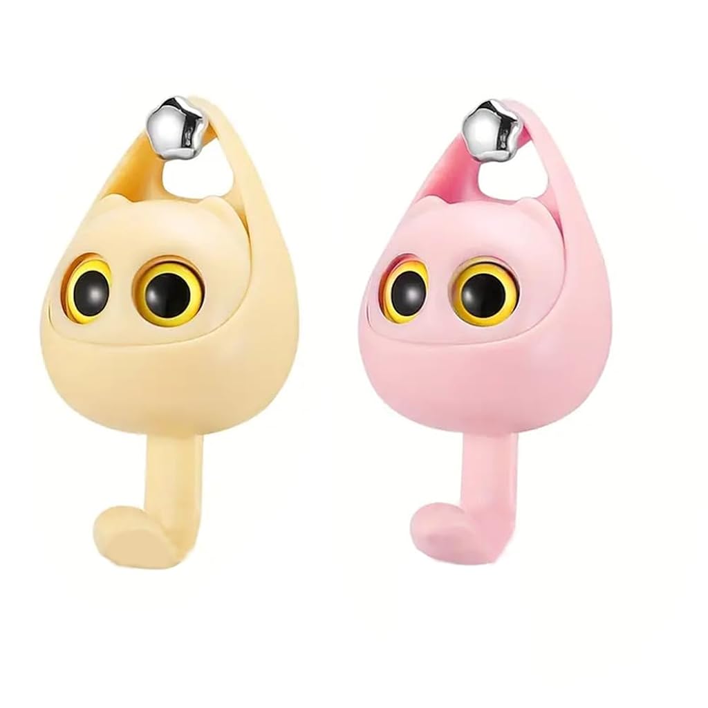 HASTHIP® 2pcs Wink Cat Hooks Creative Adhesive Coat Hook for Hanging Towels, Hats,Coat,Cloth Bags, Belts, Key, for Wall Hanging Decorations