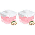 HASTHIP Tofu Press Maker for Water Removal with Spring Loaded Design 15.5x13.5x13.5cm Red | 2PCS Stainless Steel Mold
