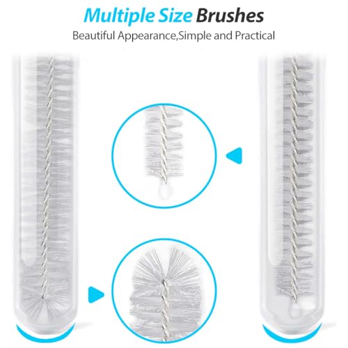 HASTHIP® Chucai Straw Cleaner Brush Set, 10 Pack Stainless Steel Bottle Cleaning Brushes with Nylon Bristles for Metal, Glass, Reusable Straws & Baby Bottles – Multi Size Tube Brushes for Cups, Sippy,
