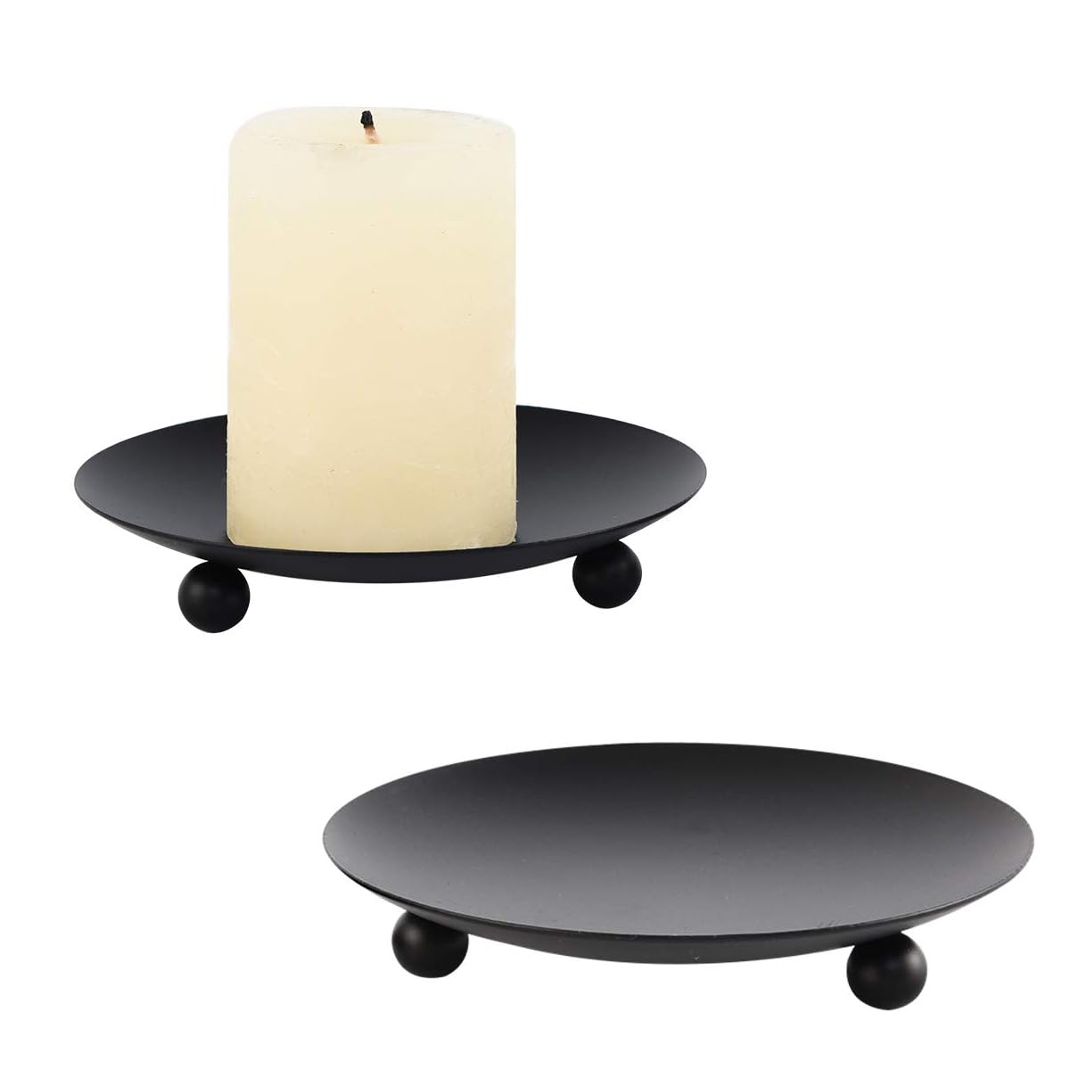 HASTHIP Candle Holders for Home Decor featuring 4.37 in Iron Plates | Elegant Black Stands